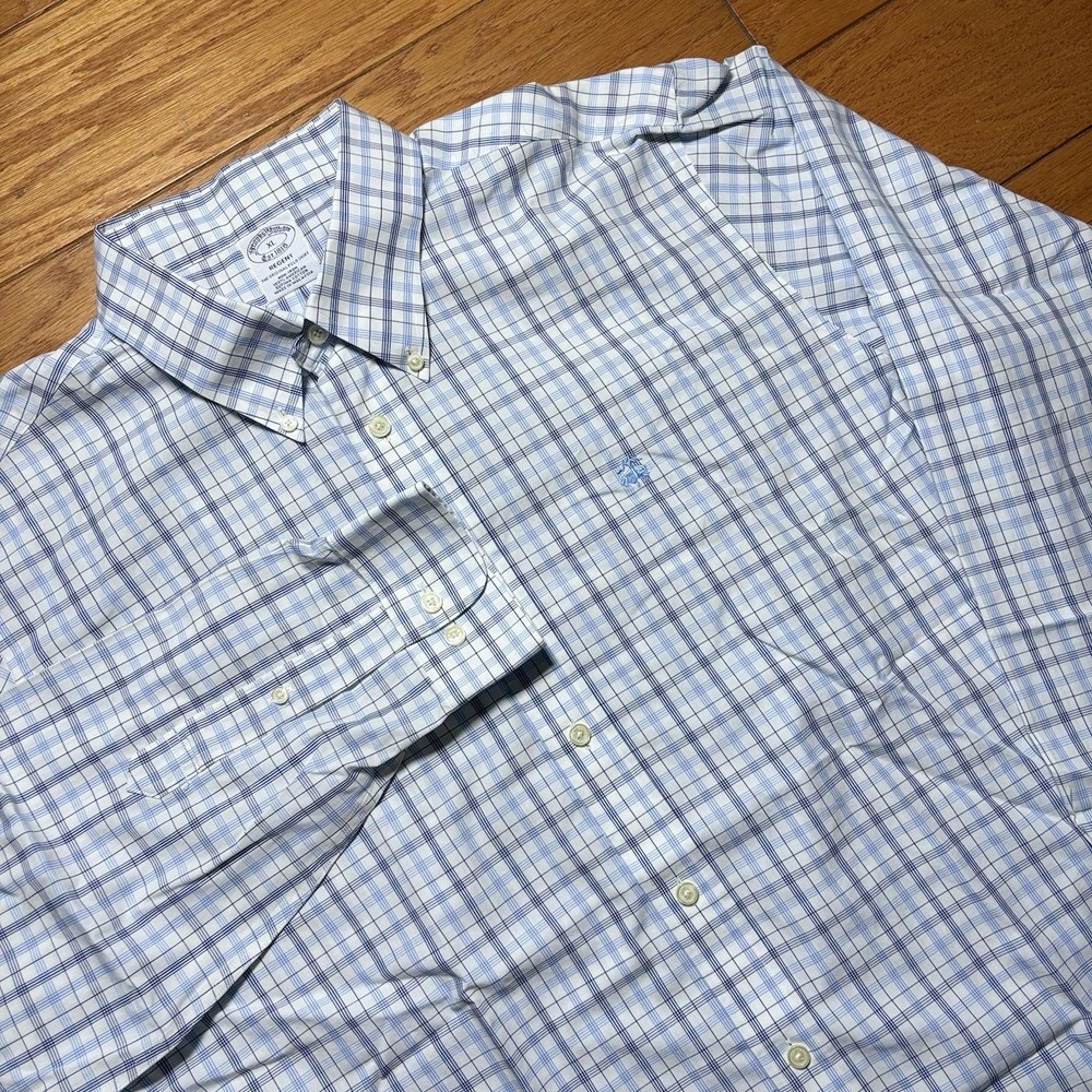 Brooks Brothers Shirt Mens XLarge Regent Button Down Oxford Stretch Cotton Blue